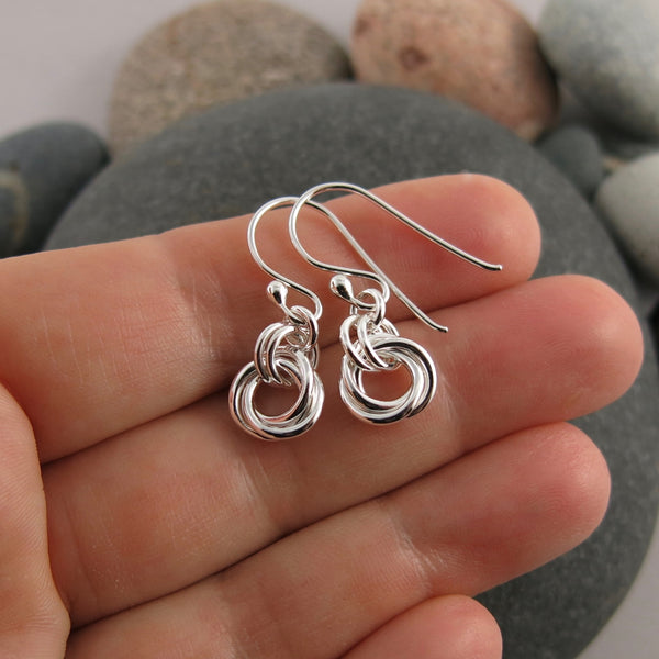 Silver timeless love knot trio earrings