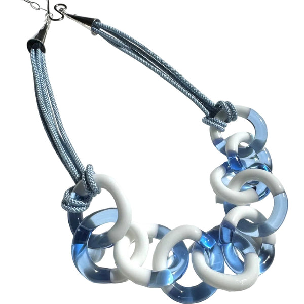 Glass two tone, blue x white