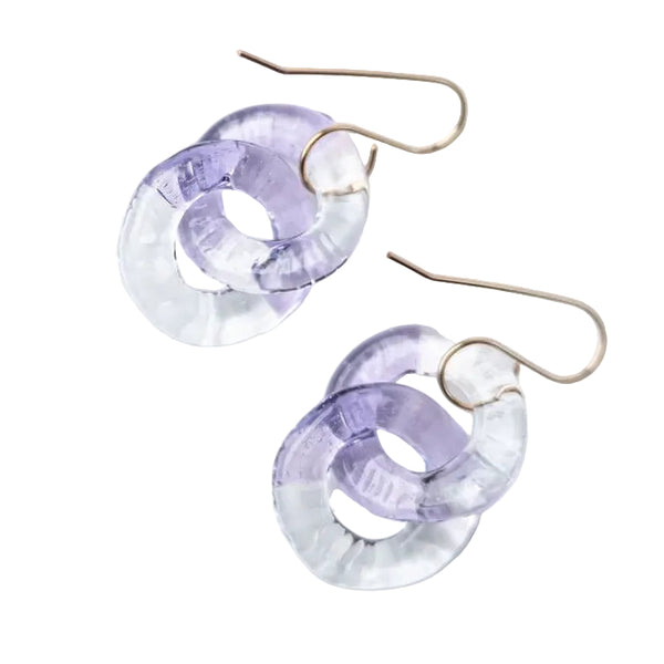 TAKAGI Glass Light purple and clear earrings