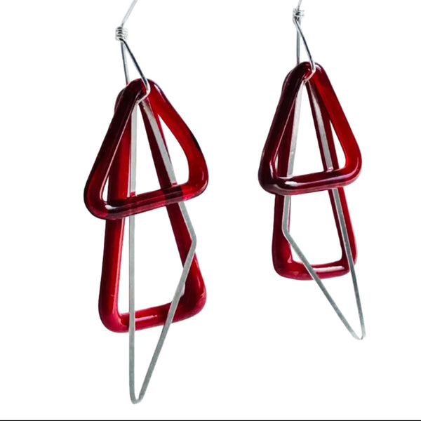 TAKAGI Geometric Earrings - Red