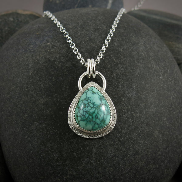 Spiderweb Turquoise Pendant • Sterling Silver