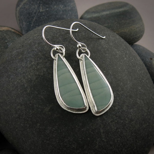 Light Teal Imperial Jasper Earrings • Sterling Silver