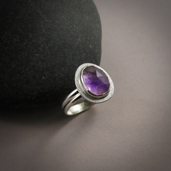 Amethyst Ring • Sterling Silver • Size 10