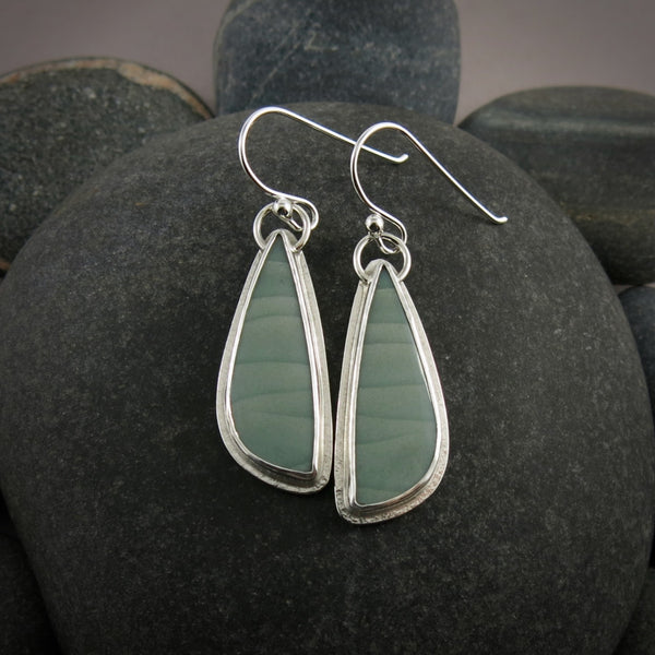 Light Teal Imperial Jasper Earrings • Sterling Silver