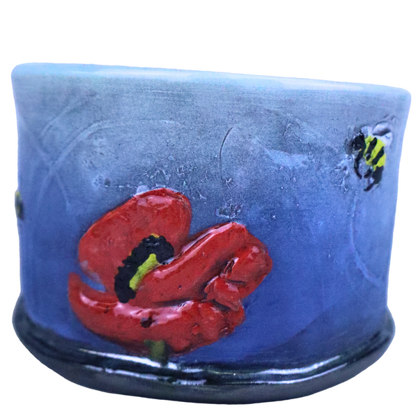 Bees and poppies bowl