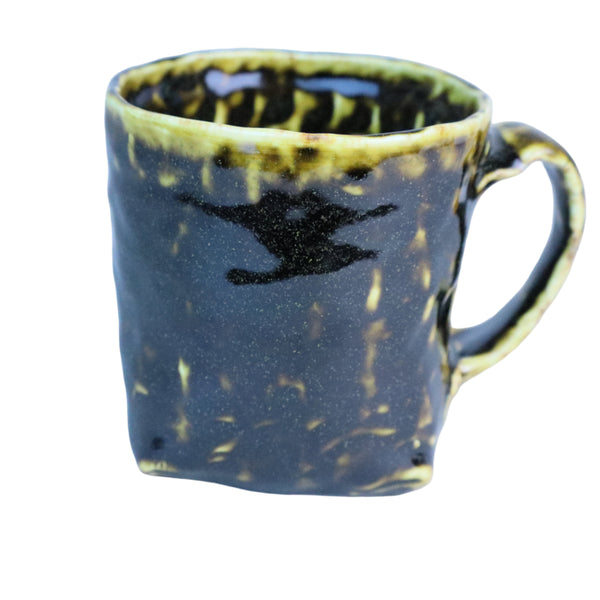 Hand built porcelain cup with folded base (brown)
