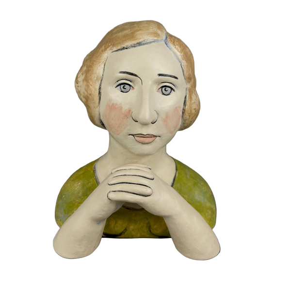 Sculpted Bust Pinch Plate green dress