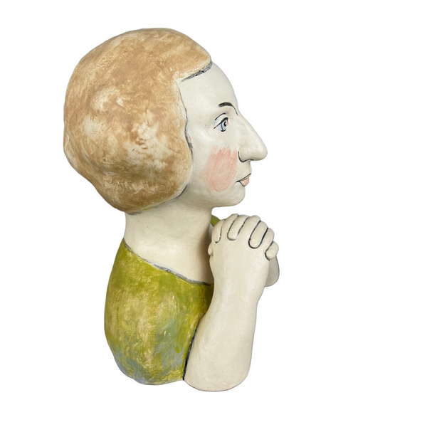 Sculpted Bust Pinch Plate green dress