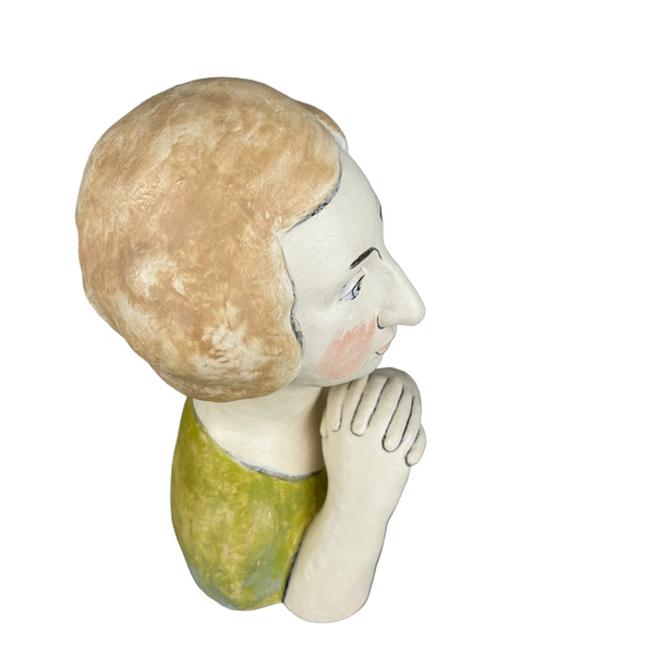 Sculpted Bust Pinch Plate green dress