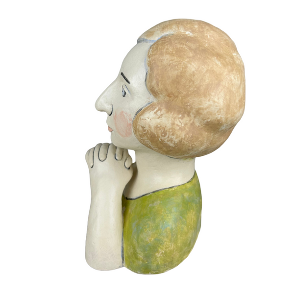Sculpted Bust Pinch Plate green dress