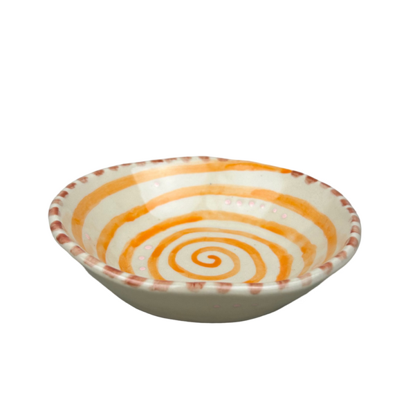 Paradise Bowl - Orange spiral with plain back