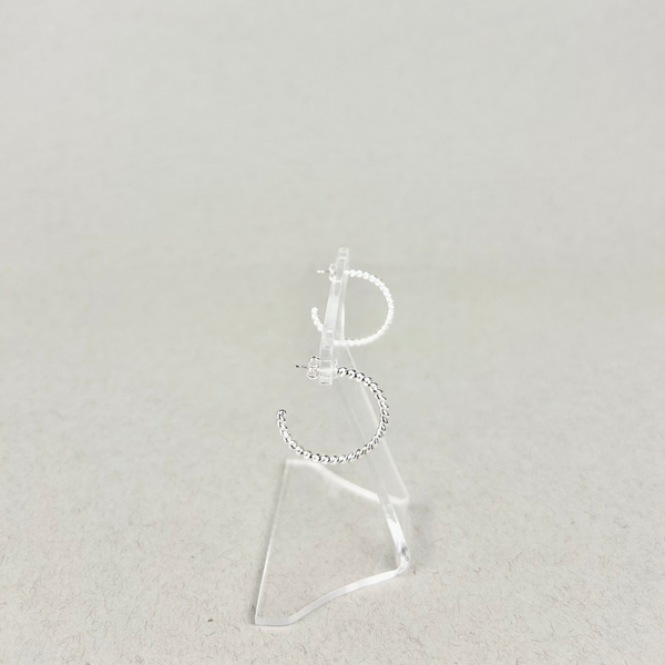 Open hoop stud earrings: sterling silver (twist) small