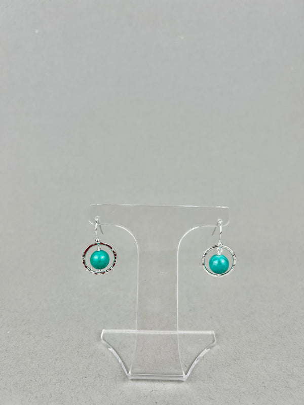 Green opal nesting circle earrings: sterling silver