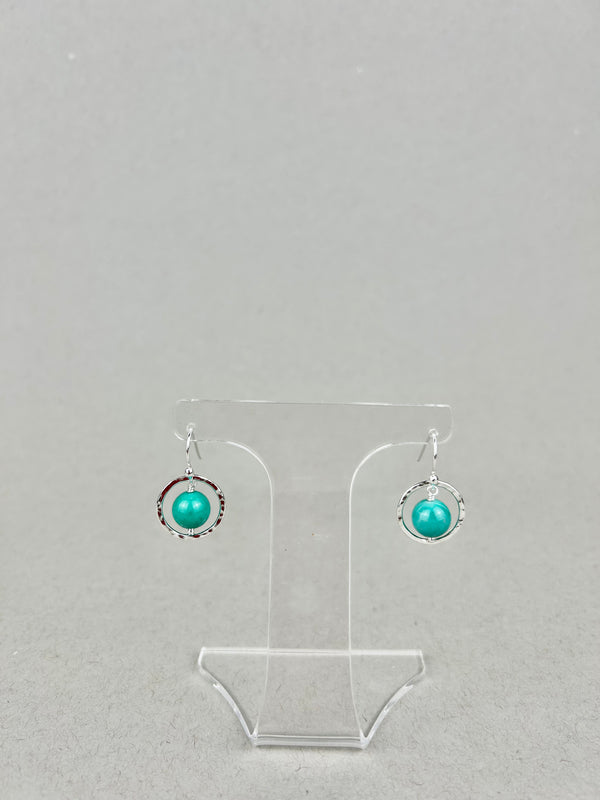 Green opal nesting circle earrings: sterling silver