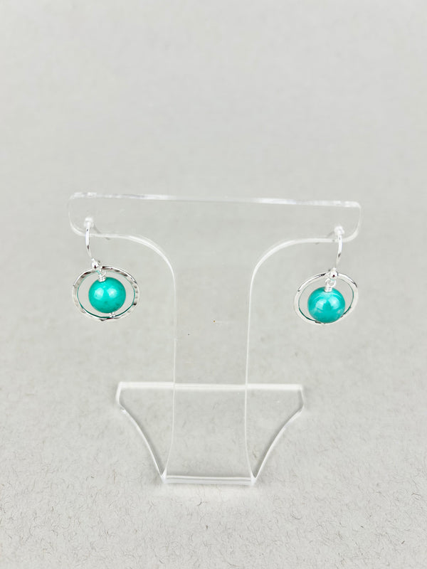 Green opal nesting circle earrings: sterling silver