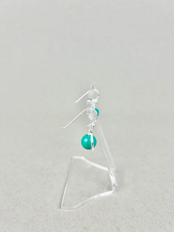 Green opal nesting circle earrings: sterling silver
