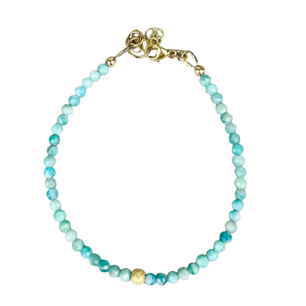 Adjustable amazonite bead bracelet: 14K gold filled