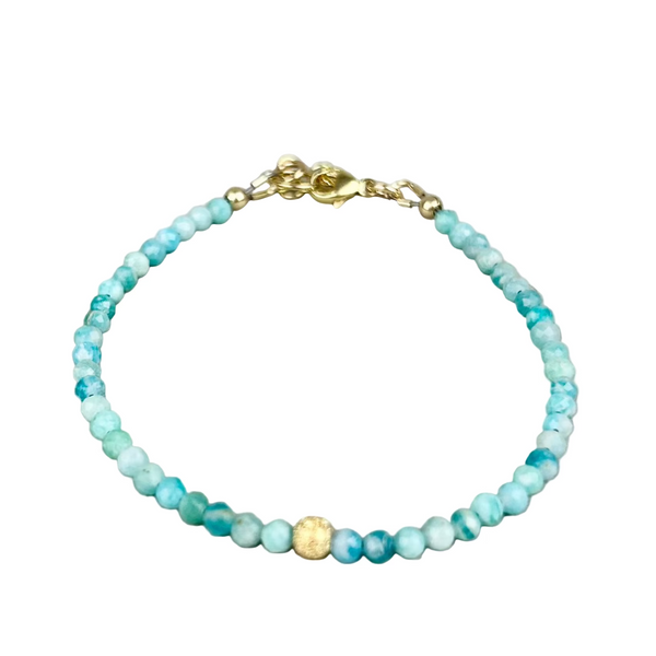 Adjustable amazonite bead bracelet: 14K gold filled