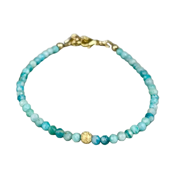 Adjustable amazonite bead bracelet: 14K gold filled