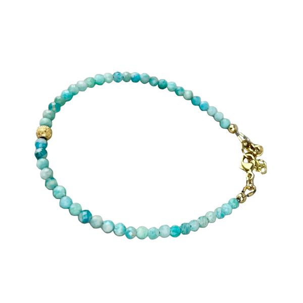 Adjustable amazonite bead bracelet: 14K gold filled