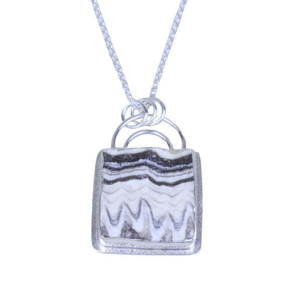 Raw phantom calcite statement necklace