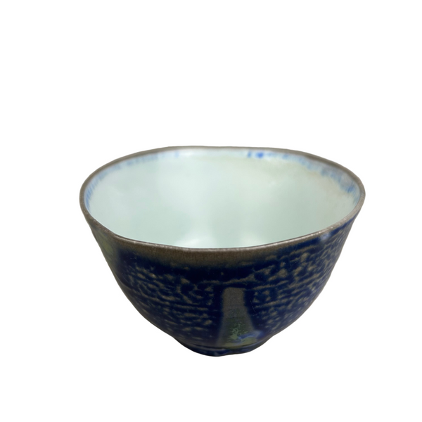 3.3/4" wide Tea Bowl in porcelain/with Comet Green tails