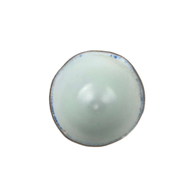 3.3/4" wide Tea Bowl in porcelain/with Comet Green tails