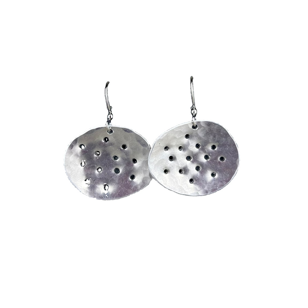 Shiny Pebbles Earrings - Silver Color with Dots