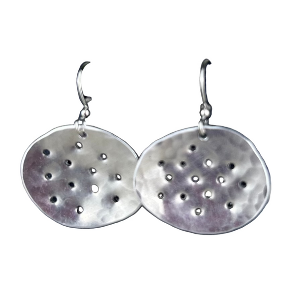 Shiny Pebbles Earrings - Silver Color with Dots