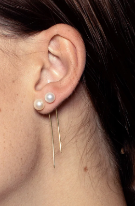 Pearl gold spike earrings