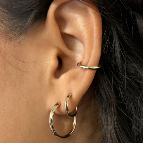 Luna medium silver hoops