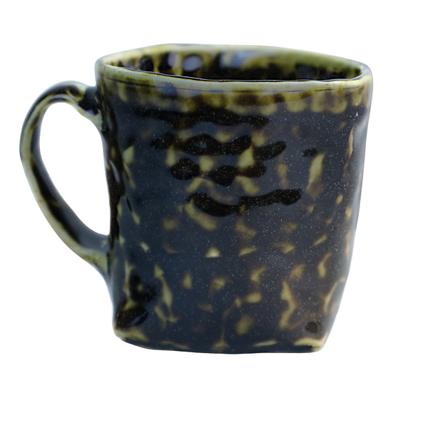 Hand built porcelain cup with folded base (brown)