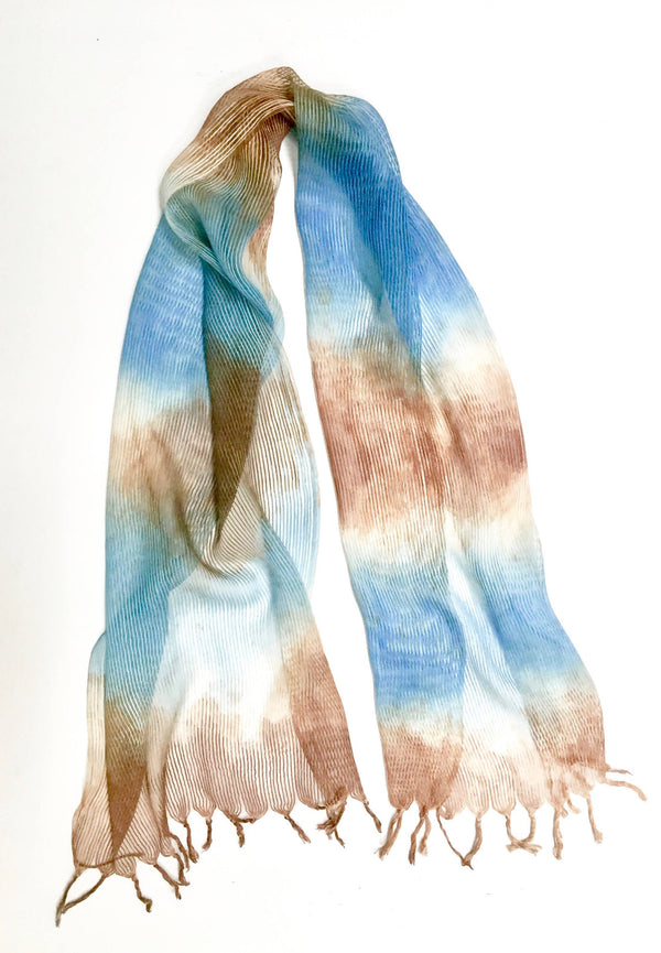Silk Scarf Indigo and Persimmon dyes