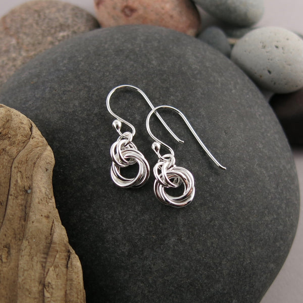 Silver timeless love knot trio earrings