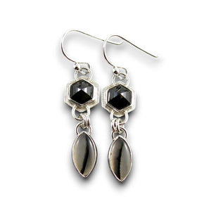 Hexagonal Spinel & Montana Agate Earrings • Sterling Silver 