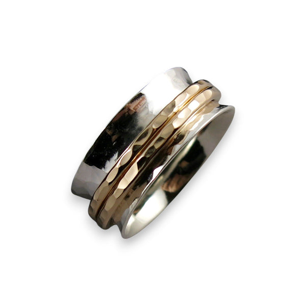 Meditation Ring: sterling silver & 14K gold fill Size - 9