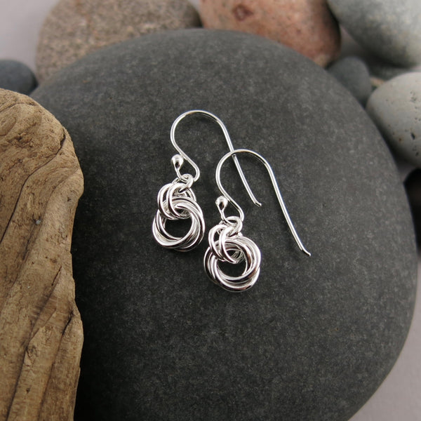 Silver timeless love knot trio earrings