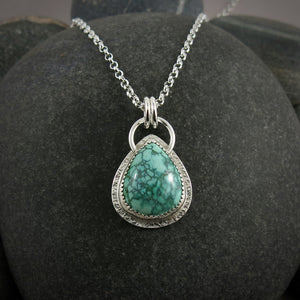 Spiderweb Turquoise Pendant • Sterling Silver