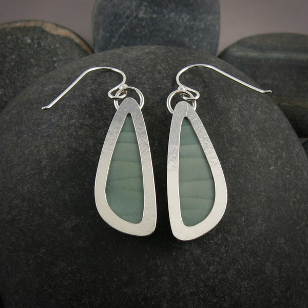 Light Teal Imperial Jasper Earrings • Sterling Silver