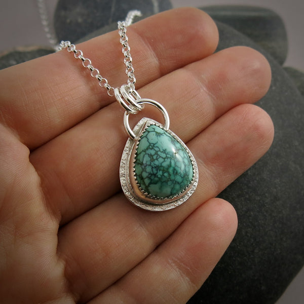 Spiderweb Turquoise Pendant • Sterling Silver