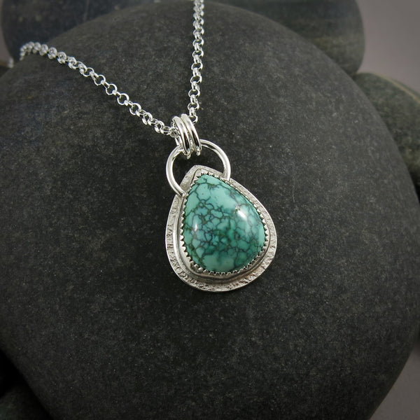 Spiderweb Turquoise Pendant • Sterling Silver