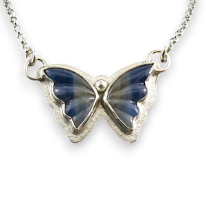 Mini Blue & Grey Sapphire Butterfly Pendant  • Sterling Silver
