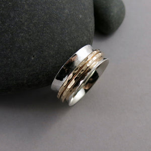 Meditation ring: sterling silver & 14K gold fill, size 6.5