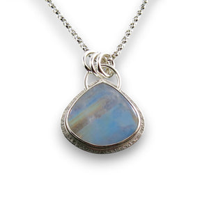 Rainbow Moonstone Teardrop Necklace • Sterling Silver