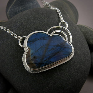 Labradorite Cloud Necklace with a Double Rainbow • Sterling Silver