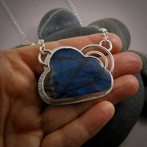Labradorite Cloud Necklace with a Double Rainbow • Sterling Silver