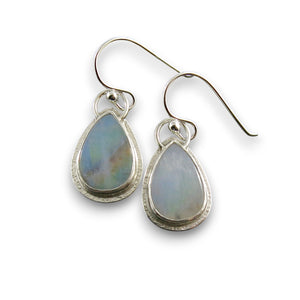 Rainbow moonstone teardrop earrings • Sterling Silver