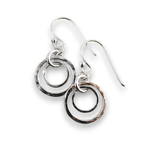 Nesting Duo Circle Earrings • Hammer Textured Sterling Silver