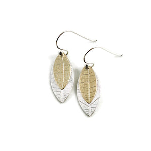 Layered Leaf Imprint Earrings • SS & 14K Gold Fill - LEFLER