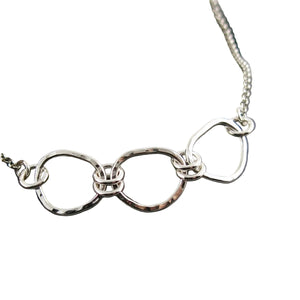Coast Trio Necklace • Hammer Textured Free Form Sterling Silver Focal Necklace with Rolo Chain